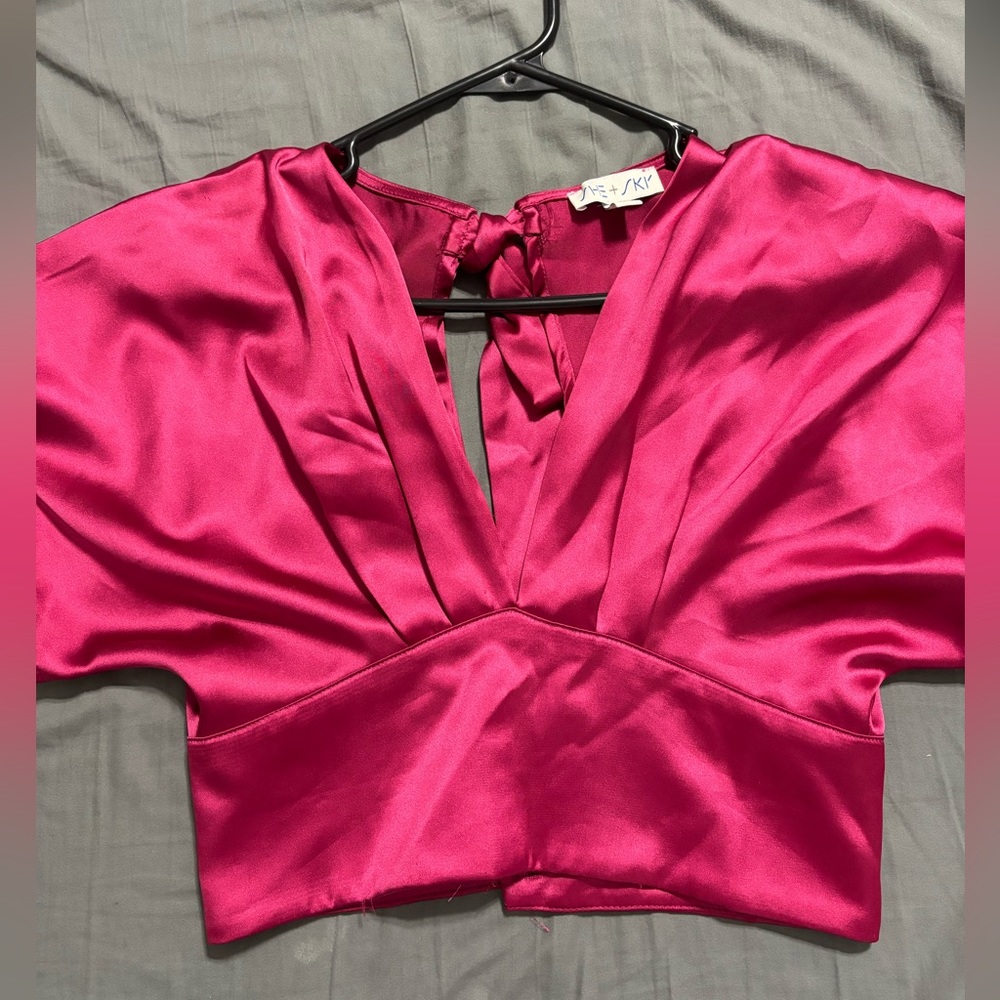 pink silk blouse